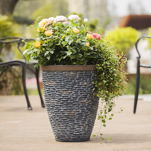 Maceta Moderna <span class=keywords><strong>de</strong></span> Plástico para Interiores y Exteriores, Imitación <span class=keywords><strong>Piedra</strong></span>, con Orificio <span class=keywords><strong>de</strong></span> Drenaje, Autorriego, Acabado Pintado, para Hogar y Jardín - Product Image 6