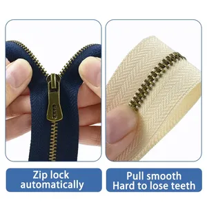 2/5/10pcs 포켓 클로저 자동 잠금 지퍼 15/20/25/30cm 5 # 금속 지퍼 분리 불가능 가방 클로즈 엔드 지퍼 의류 재봉 수리 - Product Image 5