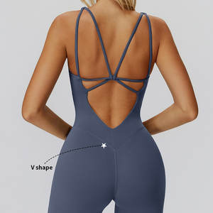定制运动连体衣女式交叉背高腰喇叭裤收腹连体瑜伽健身服 - Product Image 6