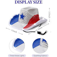 Hstyle ha condotto la luce scintillante con bandiera occidentale cappello da Cowboy 4th July rosso bianco blu paillettes cappello da Cowgirl giorno dell'indipendenza