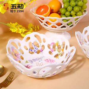 Wuhe Melamine Fruit Bowl Hollow Design With Floral Pattern For Home Kitchen Use - Product Image 1