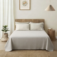 Ensemble de draps de lit HONI OEM/ODM de luxe OEKO-TEX bleu perle uni 4TC 50% polyester 50% rafraîchissant