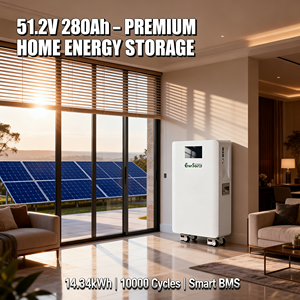 Baterai LiFePO4 51.2V 280Ah 14kWh Penyimpanan Energi Surya Rumah Tangga Terpasang di Dinding dengan Roda - Product Image 6
