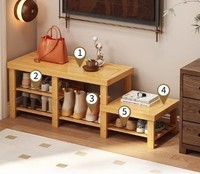 Étagère à chaussures simple multicouche ménage banc à chaussures armoire à chaussures anti-poussière stockage économique étagère en bambou