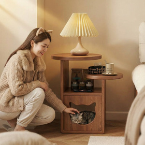 Многофункциональный прикроватный столик-лежанка для кошек: дышащий, водонепроницаемый, теплый, всесезонный, с функцией хранения и мини-дивана - Product Image 2