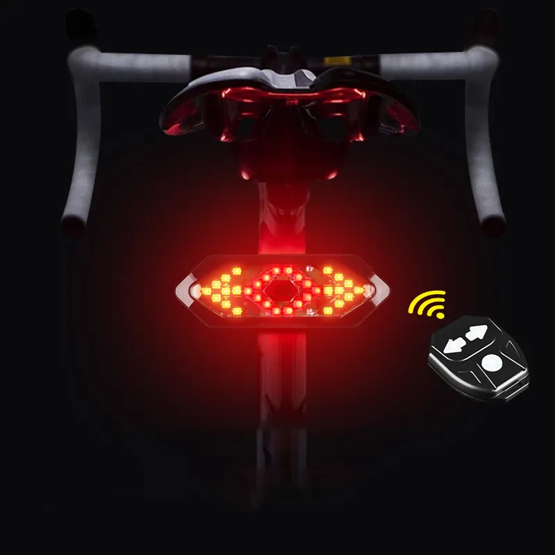 2023 Hot sale USB rechargeable wireless remote safety warning led tail light bicycle turn signal light