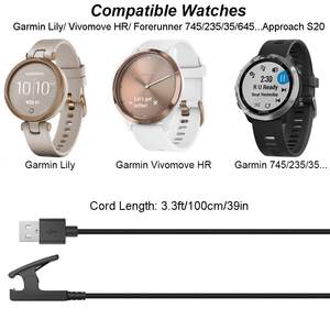 USB <span class=keywords><strong>Chargeur</strong></span> De Remplacement pour Garmin Lily Vivomove RH <span class=keywords><strong>Forerunner</strong></span> <span class=keywords><strong>235</strong></span>/35/230/630/645/735XT Approche S20/G10 Montre Smart Watch - Product Image 2