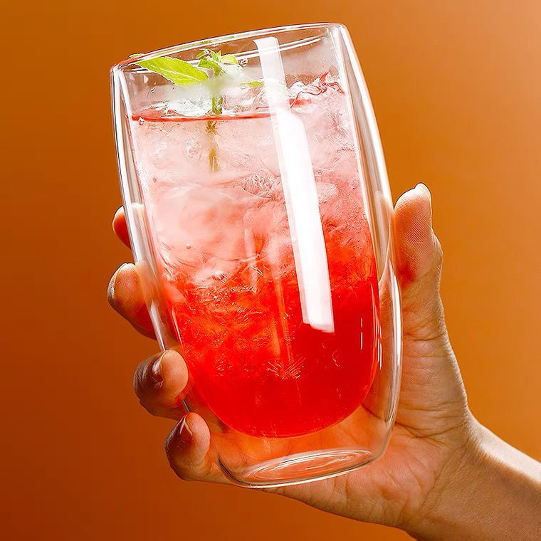 350ml 12oz double wall glass cup borosilicate drinking glass cup.