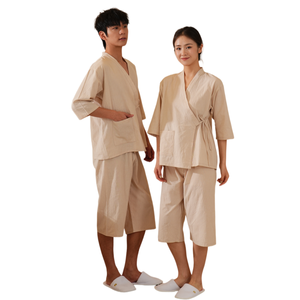 Bata de Baño de Algodón 100% Color Caqui para Hombre y Mujer, Pijama Kimono, Ropa Casual - Product Image 1