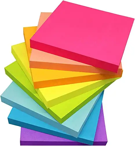 Notas adesivas personalizadas 24 pacotes, 3x3 em postagem, cola adesiva brilhante colorida, super adesiva, bloco de memo, cola solúvel em água