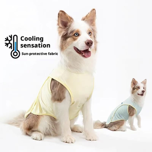 Gilet décontracté en polyester uni pour chien, collection Printemps-Été, T-shirt rafraîchissant anti-UV pour grands chiens, vêtements d'extérieur - Product Image 5