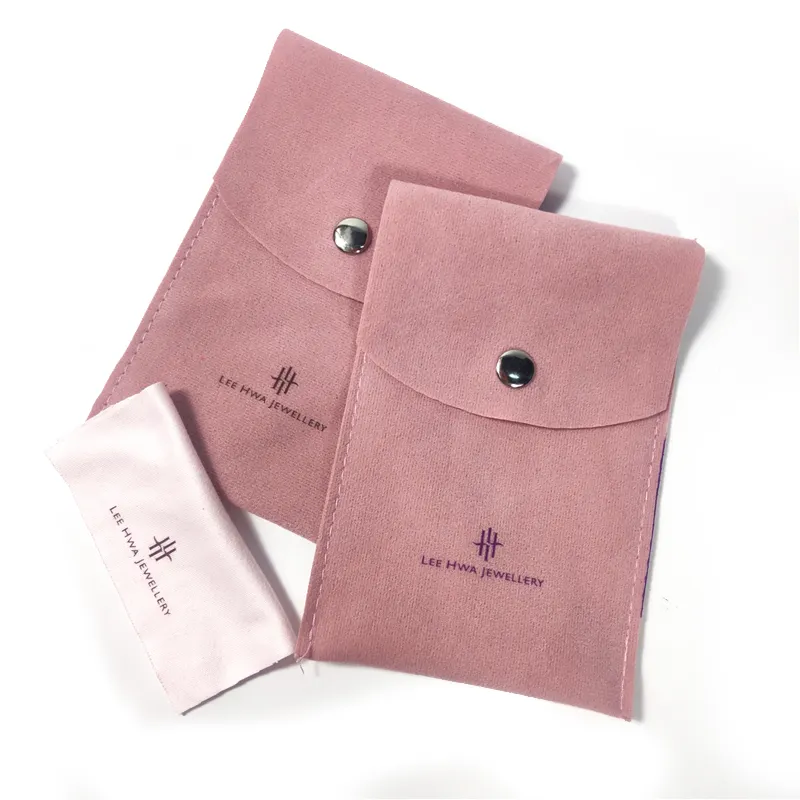Bolsa de joyería con cordón personalizado, collar de tela con logotipo, bolsa de terciopelo de gamuza, sobre de cuero Pu, bolsa de embalaje, bolsa de joyería