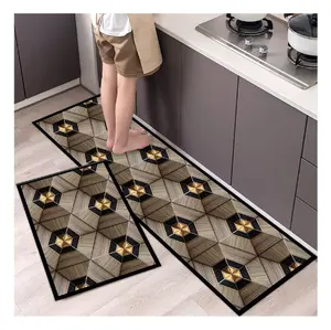 Gran oferta, alfombrilla de cocina antideslizante de terciopelo de cristal, decoración de alfombras 3D de secado rápido