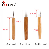 Leeons gratis Custom Logo bambu kait jarum baja nirkarat kepala 1/2/3 kait Crochet jarum Locs rambut gimbal alat