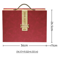 Caja de Vino OEM Color Rojo Champán, Juego de Regalo de Cuero y Papel, Caja de Embalaje para 2 Botellas, Caja de Regalo de Lujo para Botellas de Vino