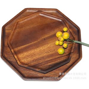 Wooden Hexagonal <b>Tray</b> Acacia Wood Color For <b>Tea</b> Coffee Food Serving Living Room Storage Organizer - Product Image 1