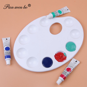 Paleta de pintura de plástico con agujero para pulgar, bandeja blanca para pintar, palés para estudiantes, manualidades de fiesta, DIY, 10 Well - Product Image 1