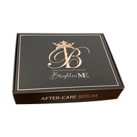 Bronze Logo Feuille Paillettes Logo Brillant Impression Personnalisée Boîte Cadeau De Luxe Cosmétiques Boîte De Papier Noir Boîte De Cosmétiques