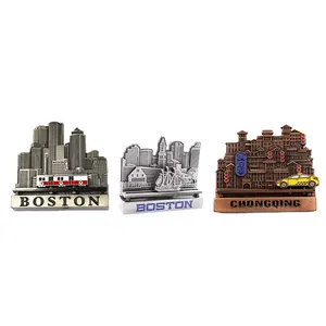 Hot Sale Promotional Gift Business Cartoon City Souvenir Sublimation Blanks Creative 3D Movable Train Custom Fridge Magnets