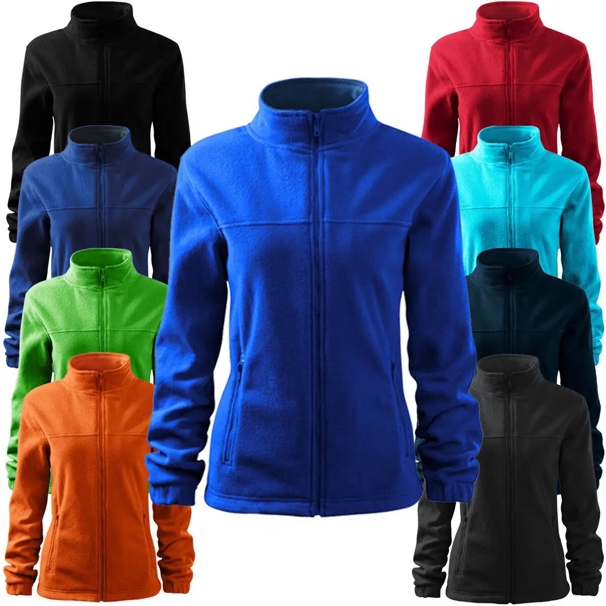 Custom women ladies reversible fleece full zip winter warm jackets