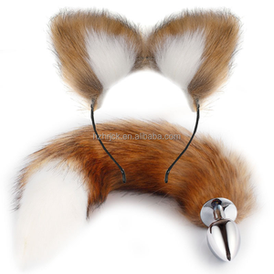 Fluffy Fox Ear Headband & Tail Anal Ass Plug Accesorios <span class=keywords><strong>de</strong></span> disfraz <span class=keywords><strong>de</strong></span> poliéster para mujeres adultas - Product Image 4