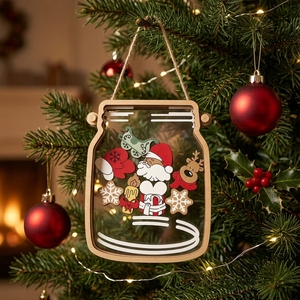 Adorno Navideño de Madera para Colgar en el Árbol, Decoración Rústica para el Hogar, Colgante Festivo - Product Image 1