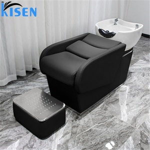 Oferta Especial: Sillón Lavacabezas Vintage Rosa, Negro, Beige y Dorado con Cuencos y Sistema de Descarga para Salón de Belleza y Barbería - Product Image 2