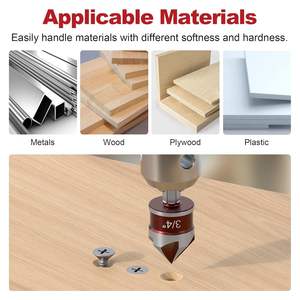 Jeu d'outils de chanfreinage de précision 5 pièces 1/4 1/2 3/4 5/8 3/8 pouces en acier à haute teneur en carbone avec tige hexagonale pour le débavurage et l'ouverture de trous sur le métal et le plastique - Product Image 5