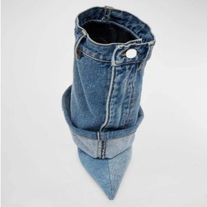 Bottines en jean pour femme à talons hauts, design personnalisé, coupe pantalon, sexy - Product Image 4