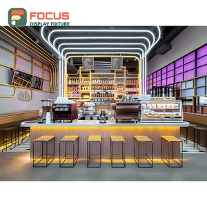 ชั้นวางกาแฟแบบตั้งพื้น ชั้นวางแก้วมัค ชั้นวางวีเนียร์ไม้โอ๊ค ชั้นวางโชว์สินค้าในร้าน - Product Image 1