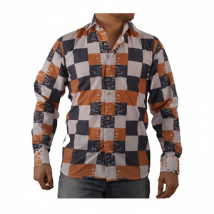 เสื้อเชิ้ตสีส้มดำทรงเข้ารูป แขนยาว ระบายอากาศได้ดี ผลิตจากผ้าฝ้าย 100% รุ่นใหม่ สไตล์มิลาน ผลิตในตุรกี - Product Image 2