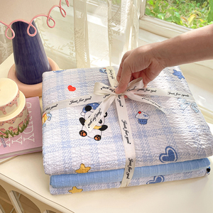 Adorable Panda &amp; <strong>Bear</strong> Puff Double Gauze 4-Piece Duvet Cover Set - Ultra-Soft &amp; Breathable for Child's Room - Product Image 1