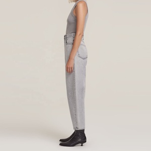 <span class=keywords><strong>Gris</strong></span> clair <span class=keywords><strong>taille</strong></span> <span class=keywords><strong>haute</strong></span> copain maman cargo pantalon <span class=keywords><strong>jean</strong></span> - Product Image 2