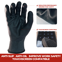 Gants de sécurité isolés imperméables pour électricien, construction mécanique, résistance à la tension 400 V, HPPE + Nitrile Scrub Noir L