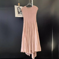 Robe plissée Miyake authentique pour l'été, élégante, couleur unie rose, sans manches, taille unique, vêtement ample ODM