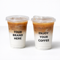 Gobelets en plastique PET transparents jetables écologiques Cundao avec logo personnalisé, à paroi simple, diamètre 92 mm, 7/9/11/12/14/16 oz, pour café glacé