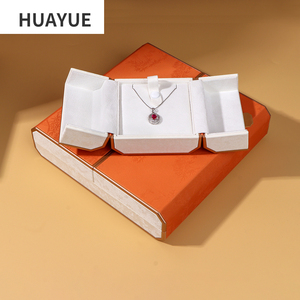 Hộp quà tặng trang sức bằng da PU thiết kế mới Huayue, có logo tùy chỉnh, kiểu cửa đôi, đựng khuyên tai, nhẫn, dây chuyền - Product Image 6