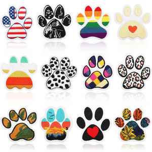 New Design <b>Iron</b> on Colorful Artist Pattern USA Flag Leopard-print Paw Patch for Decoration - Product Image 2