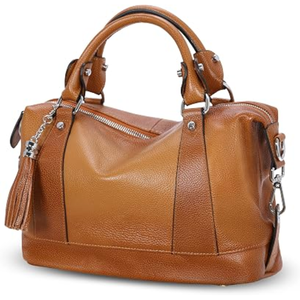 Sac fourre-tout en cuir véritable pour femme, sac à main structuré avec poignée résistante et fermeture sécurisée - Product Image 1