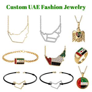Collares y Pulseras Personalizados con Mapa de los Emiratos Árabes Unidos, Joyería de Aleación Metálica para Turismo, Accesorios Culturales de Oriente Medio, Fábrica Certificada para Grandes Marcas - Product Image 1