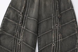 <span class=keywords><strong>Jeans</strong></span> Cargo da Uomo Personalizzati Oversize <span class=keywords><strong>con</strong></span> Design a Onde, <span class=keywords><strong>Pantaloni</strong></span> Svasati Effetto Usurato, Vita Elastica, Traspiranti, Lavabili, Stile Streetwear, ODM OEM - Product Image 4