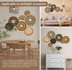 Haute qualité ferme 7 Pack rond suspendu jonc de mer rotin <span class=keywords><strong>osier</strong></span> tissé mur panier décor Boho mur panier décor - Product Image 6