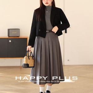 Conjunto de Blazer Cruzado de Talla Grande para Mujer, Color Sólido, Formal, Falda Midi Otoñal, Traje para Adultos - Product Image 2