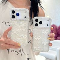 Coque de téléphone pour iPhone 17promax, iPhone16/15/14, motif coquille de diamant scintillant avancé, avec nœud