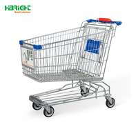 Chariot de courses en acier de style européen, chariot métallique pour supermarché, équipement commercial, service personnalisé