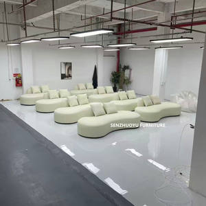 Modernes, gebogenes <span class=keywords><strong>Sofa</strong></span> garnitur aus Leder/Stoff für das Apartment Hotel Villa-PU-Material mit Schwamm füllung - Product Image 4