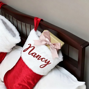 <span class=keywords><strong>Chaussettes</strong></span> de Noël en velours personnalisées avec nom, jouet en peluche doux, poupée en peluche vide, cadeau de Noël pour les plus de 14 ans, vente en gros - Product Image 3