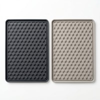 Tapis de litière pour chat en silicone avec bord surélevé, tapis de récupération de litière imperméable et antidérapant, tapis de sol pour animaux de compagnie lavable à motif diamant