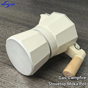 Cafetière à gaz manuelle de couleur personnalisée, 3 tasses, 6 tasses, Moka italienne, expresso avec poignée en bois - Product Image 6