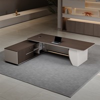 Bureau de direction en L moderne avec chaise et armoire latérale – Mobilier de bureau commercial